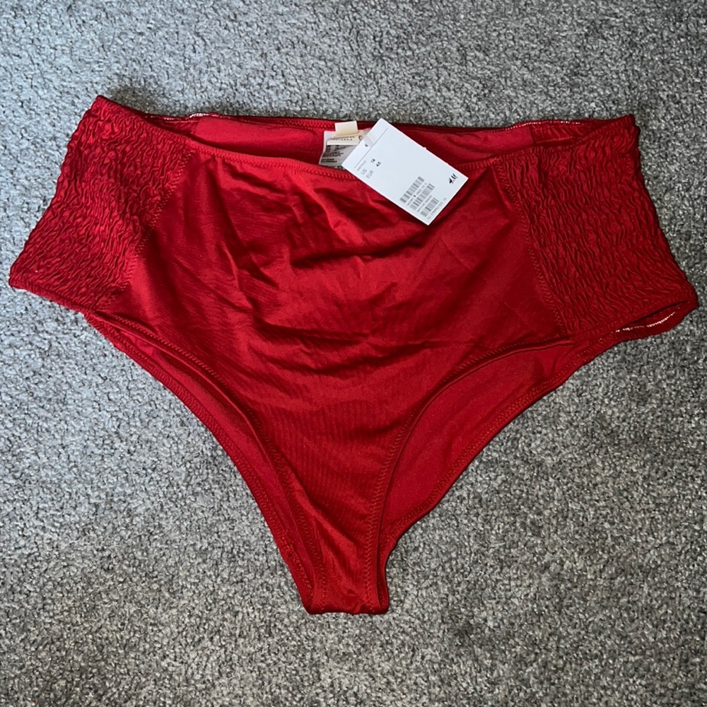 NWT H&M red bikini bottom size 14